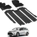 3W Floor Mats with Front Carpet Compatible for Toyota Sienna 2021-2025 7 Seat, TPE All Weather Custom Fit Floor Liner for Toyota Sienna 1st, 2nd and 3rd Row, Black (Not Fit 2025 Platinum Edition)