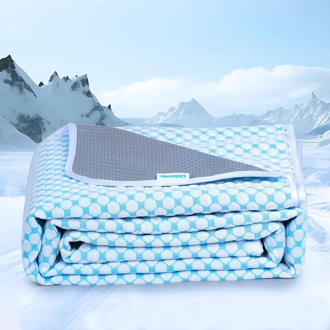 Cooling Blanket for Dogs - Q-MAX>0.4 Waterproof Pet Throw Blanket Bed Cover, Non-Slip Dog Blankets for Couch Protector, Washable Furniture Cover for Summer, Pearl Blue,40x50