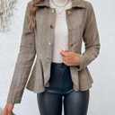 Womens Plaid Blazer Jacket Long Sleeve 2025 Work Office Blazer Lapel Button Work Formal Blazer Jackets (Small, Camel)