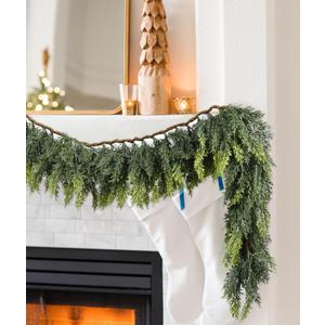 Lvydec Christmas Pine Garland Greenery Decoration, Realistic Cedar Cypress Garland for Holiday Mantel Fireplace Table Centerpiece