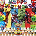 xisudwwdj 55 Pcs Hero Party Decorations,Birthday Decorations Include Banners,Cake Topper,Cupcake Topper,Latex Balloon,Shaped Aluminum Balloon,Backdrop Super Movie Theme Party