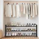 STORAGE MANIAC Long Expandable Shoe Rack, 18 Pairs Metal Wide Stackable Shoe Rack, Adjustable Shoes Shelf, Freestanding Shoes Organizer for Closet, Entryway, Hallway, Garage, Front Door, 3 Tiers