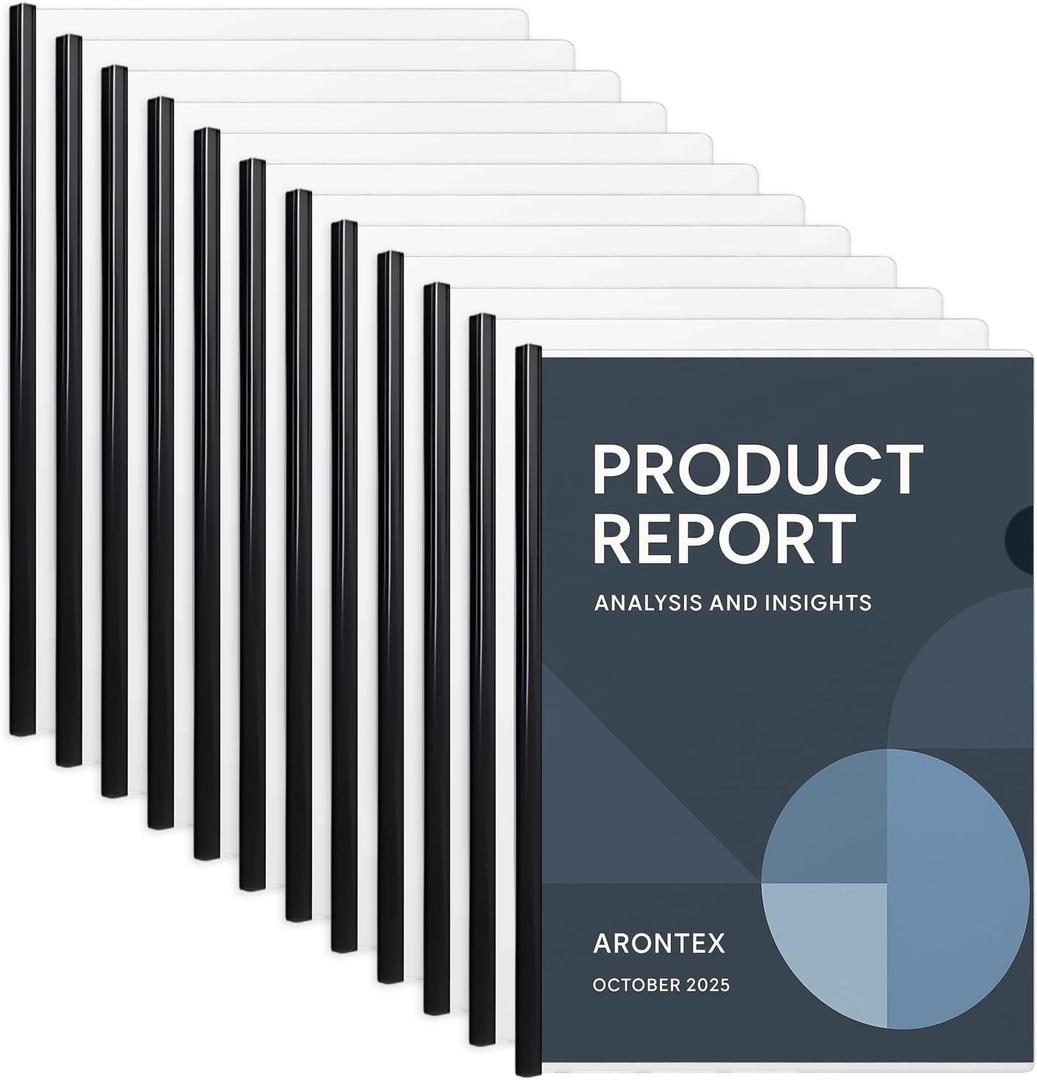 Report Covers - 12 Set Clear Report Covers with Sliding Bar, Report Folders with Clear Cover for A4 and Letter Size Paper, Presentation Folders for School, Office & Home Use