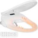 Smart Heated Toilet Seat for Elongated V-Shaped Toilets  Bidet Warm Water Wash, Self-Cleaning Nozzle, Warm Air Dryer, Deodorizer, Soft-Close Lid, LED Night Light & Remote Control, Easy Install