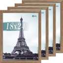 VCK 18x24 Poster Frame Set of 4 - Walnut, Gallery-Quality Wood Picture Frames, 1.1-Inch Wide Border, Polished Plexiglass, Vertical or Horizontal Wall Display for Photo/Art/Prints, Walnut