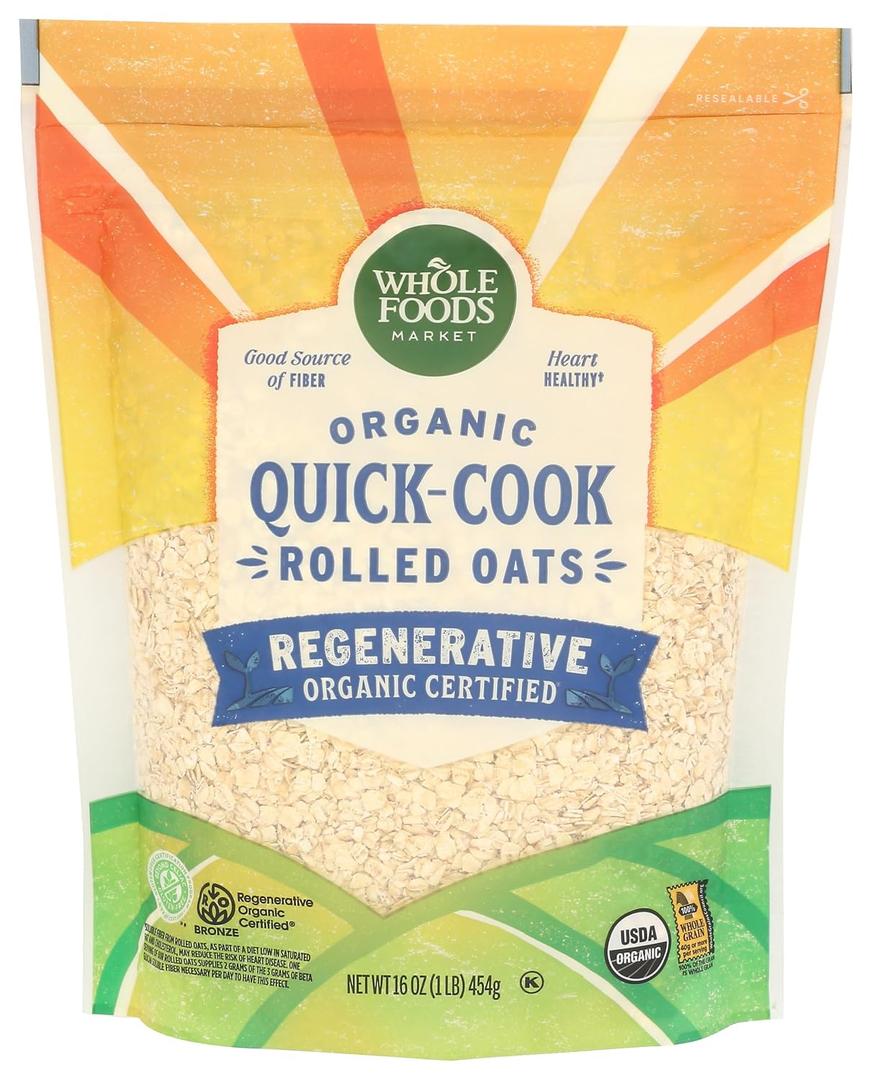 Whole Foods Market, Organic Quick Cook Rolled Oats, 16 Ounce (EXP 10/06/27)