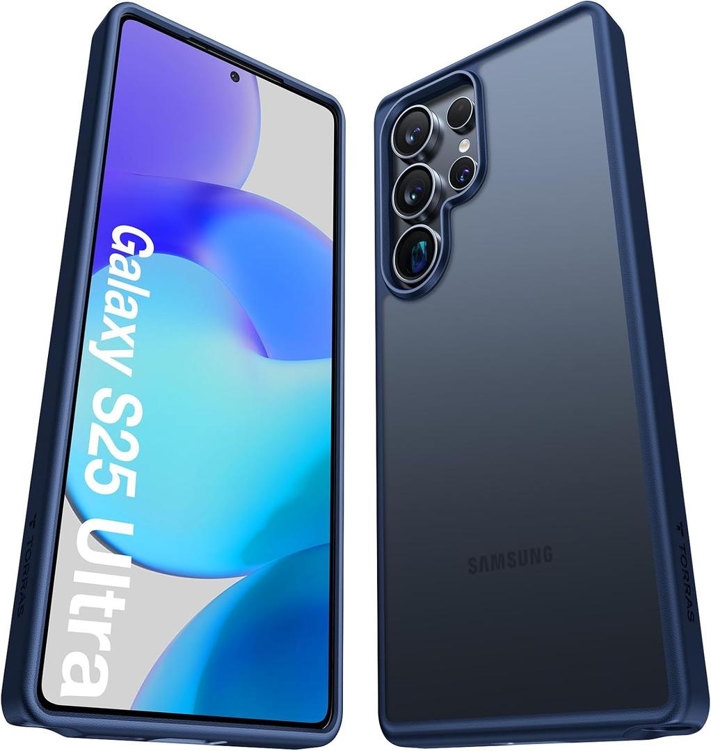 TORRAS Shockproof for Samsung Galaxy S25 Ultra Case, 12FT Military-Grade Protection, Matte Translucent Slim Case for Samsung S25 Ultra Case, Blue, Thin, Guardian Series