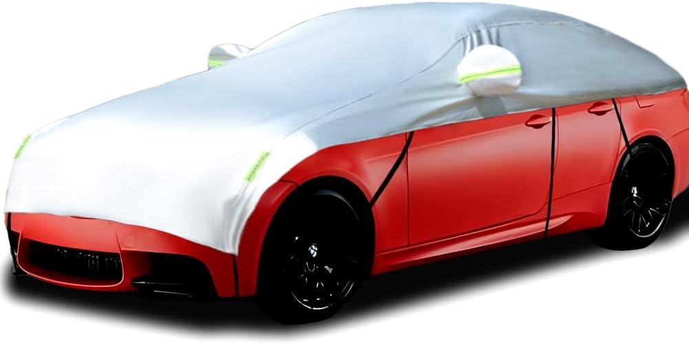 Half Car Cover Car Cover for Sunshade Half Car Body Cover Snow Cover Waterproof Universal Silver with Cotton (Sedan)