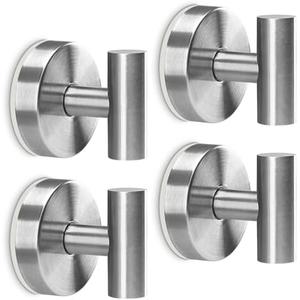 Towel Hooks Shower Suction Hook Towel Hanger for Bathroom Hanging Coat, Robe, Removable Wall Mounted Hook for Bedroom Kitchen Hotel Pool Brushed Nickel(2-Pack)