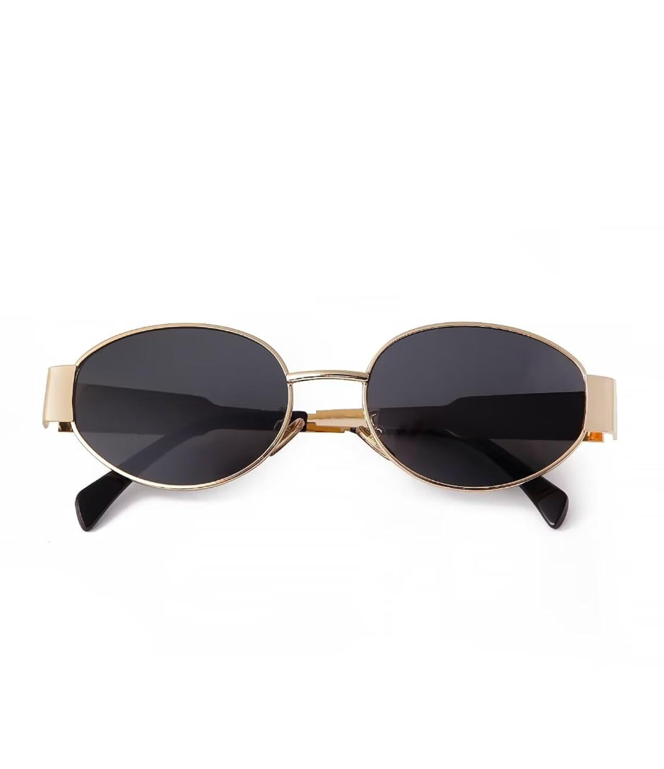 Retro Oval Sunglasses for Women Men Trendy Small Sun Glasses Classic Metal Frame Shades UV400 Protection