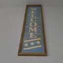 Funly mee 32" Wooden Framed Welcome Decorative Wall Sign, Carved Letters Welcome Vertical Sign for Front Porch