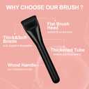 2 x Flat Foundation Brush for Liquid Makeup,14CM Premium Fast Flawless Flat Top Kabuki Makeup Brushes Face Cosmetics Concealer Brush for Liquid, Blending, Powder, Cream, Powder, Blush, Buffing Black