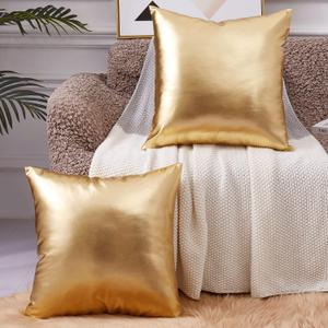 EUCIOR Decorative Pillow,Gold Pillow Covers 16x16,Decorative Throw Pillow Covers Modern Metallic Shiny Cushion Cover,Throw Pillows for Bed Couch Sofa,Gold Pillows