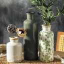 Vintage Vase Set of 3, Ceramic Vintage Flower Vases, Chinoiserie Decorative Home Decor Retro Floral Vase Rustic Farmhouse Decor for Table Bookshelf Mantel Kitchen Living Room Office - Green and Beige
