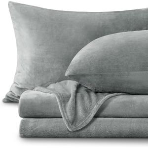 BEDELITE Flannel Sheets Twin Size Grey - Super Soft Fleece Sheets Set Fluffy Extra Plush, 3 Piece(Include Fitted Sheet, Flat Sheet, 1 Pillowcase)