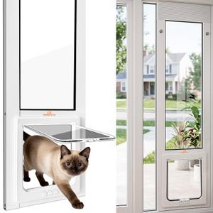 37-39.5" Vertical Cat Door for Window, Adjustable Height & 4 Locks