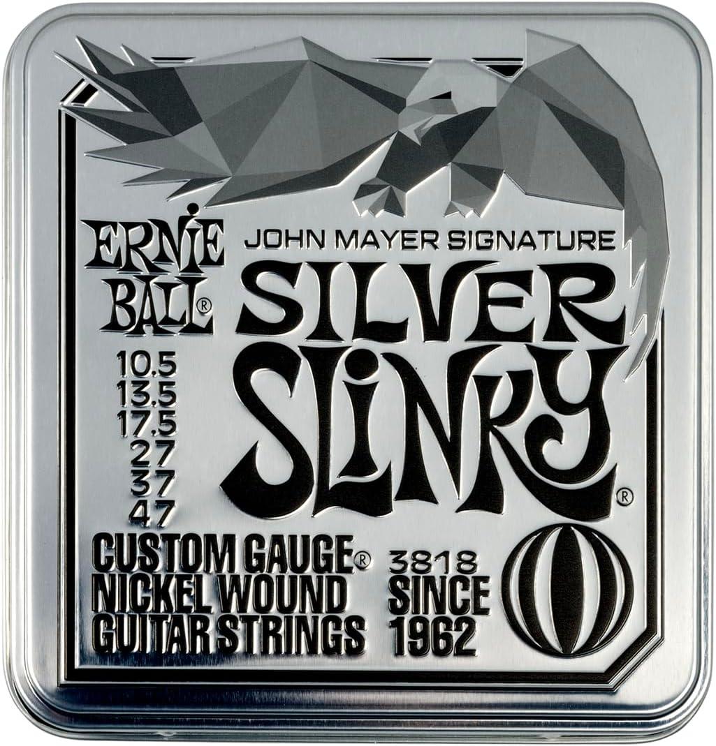 Ernie Ball John Mayer Silver Slinky Nickel Wound Electric Guitar Strings 3-Pack Tin - 10.5-47 Gauge