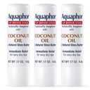 Aquaphor Naturally Inspired Lip Repair Stick with Coconut Oil and Natural Shea Butter, Hydrating Lip Balm Immediately Relieves Dryness and Soothes Chapped Lips, 0.17 Oz Stick, Pack of 3