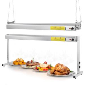 48-Inch Food Heat Lamp, 1350W Commercial Food Warmer Electric Strip Heater Overhead Stainless Steel Catering Heating Lamp for Buffet Restaurant Parties Kitchen, Silver 115V