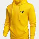 Men's Fleece Jacket with Embroidery and Hood (Yellow, Size Medium)