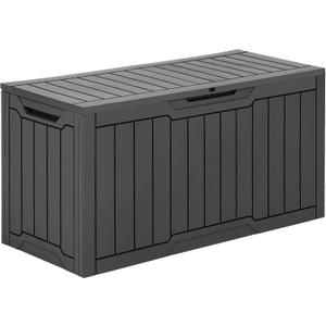 YITAHOME 80 Gallon Outdoor Storage Box, Large Waterproof Resin Deck Box, Indoor Outdoor Lockable Storage Container for Patio, Garden, Cushions, Tools, Equipment (Dark Gray)