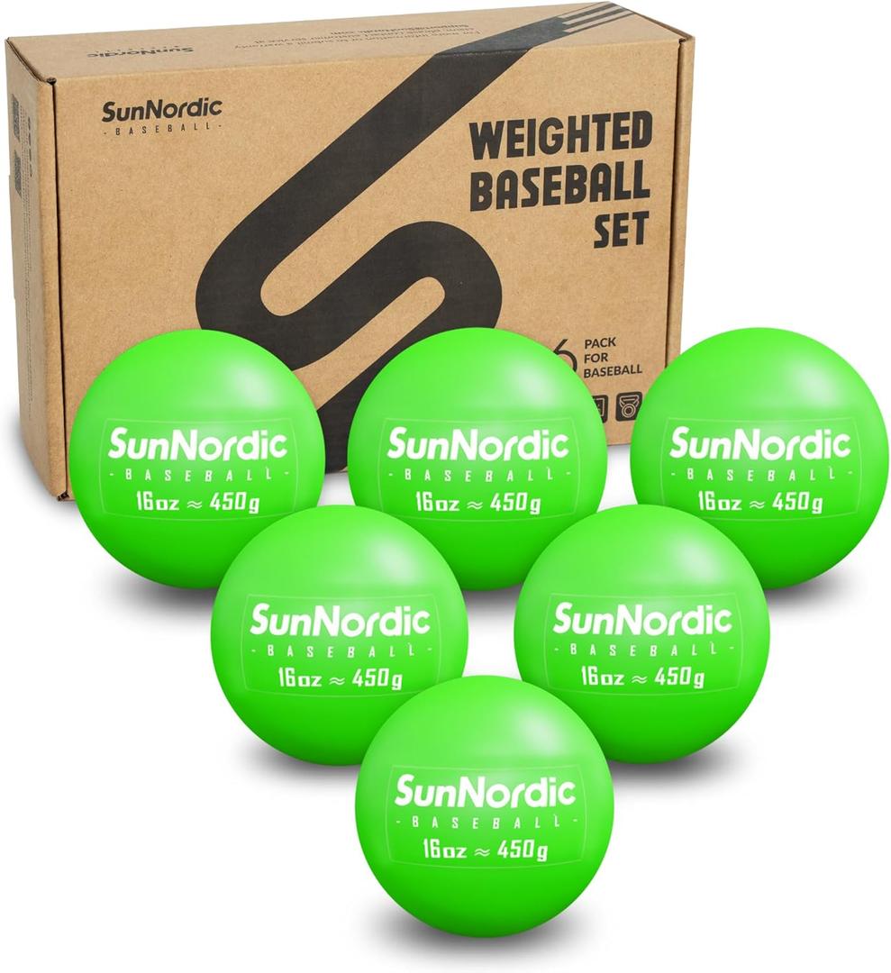 6 Pack Weighted Baseballs Set (16 oz) - Weighted Baseballs for Hitting Training & Improved Power - Pitching Training Baseball for All Skill Levels (Green)