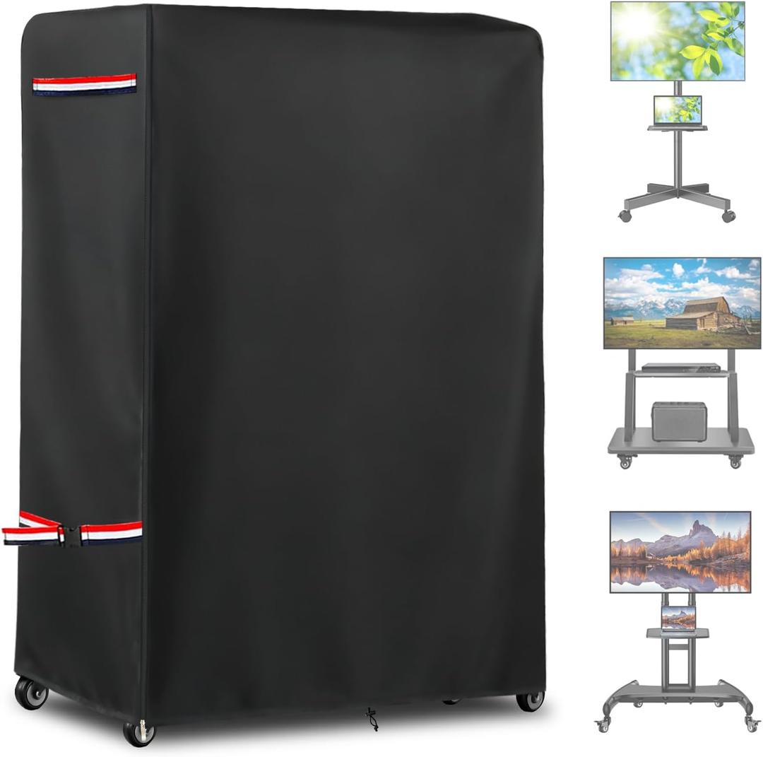 Outdoor TV Cover 48 Inch Weatherproof,With Zipper 600 Heavy-Duty Waterproof Dustproof Outdoor TV Stand Covers For Mobile TV Carts With Floor Stand Base (For 45-50 Inch Mobile TV Cart)