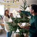 Hoolerry 37 Pcs Lighted DIY Crochet Christmas Tree Garland Knitted Handmade Xmas Tree Banner Decor Battery Powered Rustic Farmhouse Hanging Ornaments Yarn Pompoms Balls for Mantel Fireplace Wall Gift