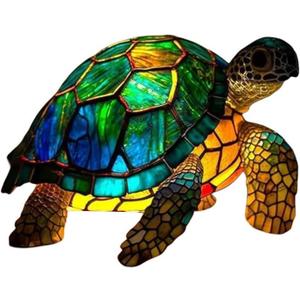 3D Animal Lamp, Retro Stained Animal Night Light Lamp, Vintage Animals Table Lamp, Bohemian Resin Animal Lamps for Bedroom Living Room Dining Room Nursery Office Home Decoration (Sea Turtle)