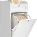 VASAGLE Bathroom Laundry Cabinet with Basket, with 1 Drawer and 1 Hidden Laundry Hamper, Freestanding, Tilt-Out Laundry Basket with Handles, 15.8 x 15.8 x 31.5 Inches, Cloud White UBBC741W01
