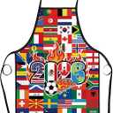 Soccer Apron for Women Men, 2026 World Cup Soccer Theme Apron, 2026 World Cup Party Decor for Football Fans, Cooking Kitchen Chef Apron for Grilling Baking, World Cup Party Supplies