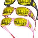 Night Vision Glasses, Fit Over Glasses Mens Womens, Wrap Around Anti Glare HD Night Vision Lens for Night Driving