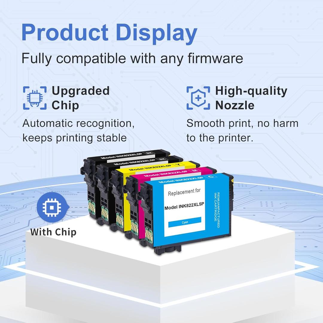Remanufactured Ink Cartridge Replacement for 822XL Ink Cartridges Combo Pack