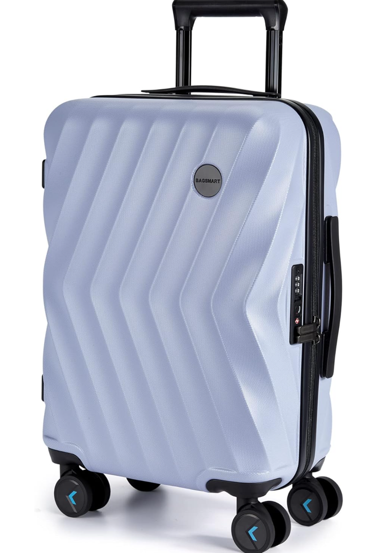 BAGSMART Carry On Luggage 22x14x9 Airline Approved, PC Hardside Suitcase, 20 Inch Carryon with Spinner Wheels, Travel Luggage Lightweight Rolling Suitcases for Men Women (Purple)