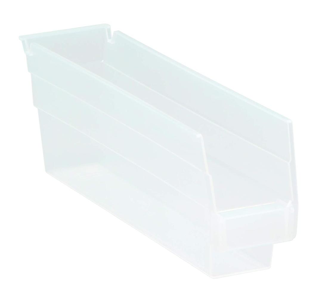 QUANTUM STORAGE SYSTEMS K-QSB100CL-12 12-Pack Plastic Shelf Bin Storage Containers, 11-5/8 inch x 2-3/4 inch x 4 inch, Clear