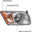 Headlights Assembly For 2007 2008 2009 2010 2011 2012 Dodge Caliber Hatchback SE SXT R/T Halogen Headlamp,Chrome Housing Amber Reflector