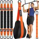 Pull Up Assistance Bands Set - 4 Heavy Duty Resistance Bands 300lbs, Adjustable Weight/Size with Footrest for Home Gym Strength Training (Orange)