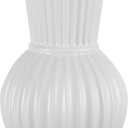 White Ceramic Vase for Flowers, Small Round WhiteVase for Home Decor, Pampas Grass Vase for Living Room, Office, Entryway, Shelf, Dining Table, 7 inches