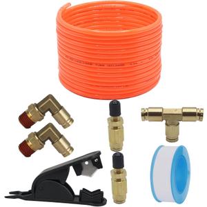 Air Line Service Kit for Air Spring Bag Suspension with Fittings, 20 Feet Air Line Tubing, Valves,1/4 NPT Elbow Fitting,Union Tee, Air Bag Suspension Kit Replacement Components, Red