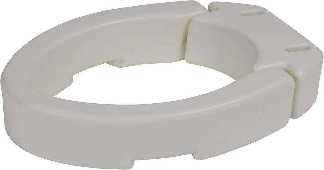 Drive Medical RTL12608 Hinged Toilet Seat Riser, Elongated Seat, White