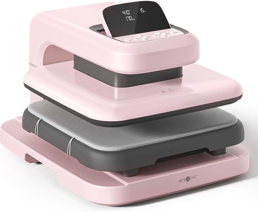 HTVRONT Auto Heat Press 2 - Adjustable Pressure Heat Press Machine 15X15 | Heats Up Fast & Evenly Heat Press with Higher Heating Height for HTV, Sublimation, Heat Transfer Projects. Pink