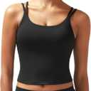 RUNNING GIRL Yoga Tank Tops for Women Built in Shelf Bra B/C Cups Strappy Back Activewear Workout Compression Tops (XL)