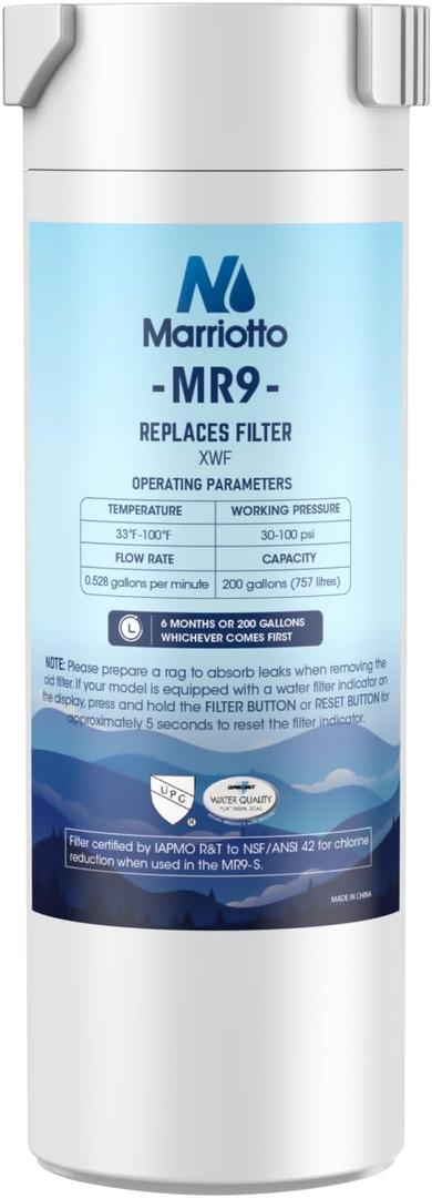MARRIOTTO Genuine GE XWF Replacement Water Filter - Compatible with GE French-Door Refrigerators - 1 Pack (Not XWFE)