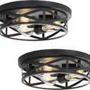 13 inch Black Flush Mount Ceiling Light Fixtures,3-Light Modern Hallway Light Fixtures Ceiling, Black Light Fixture Ceiling Mount for Farmhouse,Kitchen, Bedroom 2 Pack