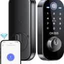 Keyles Entry Door Lock with Built-in Wi-Fi App Remote Control, OKIBB Fingerprint Door Lock with Doorbell, Smart Locks for Front Door, Auto Locking, Black