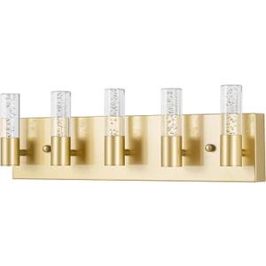 Bathroom Vanity Light Fixtures Over Mirror, Brushed Golden Finish Coating, 5 Light Wall Sconces for Bathroom