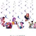 For K Pop Demon Hunters Party Supplies,62 PCS Birthday Decorations Set Include Banner,Balloons,Hanging Swirls,Cake Cupcake Toppers for Boys Girls Hunters Theme Party