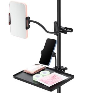 Saillong Adjustable Lash Tray Holder Set Include 10. 6" x 8" Lash Trays Organizer with Phone Holder for Ring Light Lash Mirror Tablet or Mirror Holder for Salon Home Use Eyelash Extensions Supplies