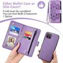 Asuwish Phone Case for Google Pixel 4 XL Zipper Wallet Detachable Cell Cover with Tempered Glass Screen Protector Crossbody Strap Flower Card Holder Slot Pixle 4XL Pixel4XL 4LX LX Women Girls Purple