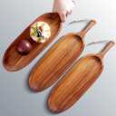 Wooden Serving Trays with Handle, 3PCS Acacia Wooden Trays Dinner Plates16.5 Wooden Plates Wood TraySolid Wood Plate for Meat Steak Dessert Bread Unbreakable Farmhouse Plate